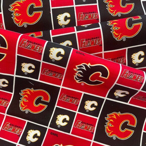 Officially Licensed NHL Calgary Flames Cotton Fabric – 1 Yard – Sewing, Quilting - Picture 2 of 3